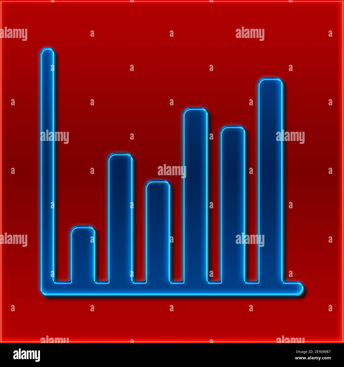 Grafico a barre nel disegno di un cartello al neon Foto Stock