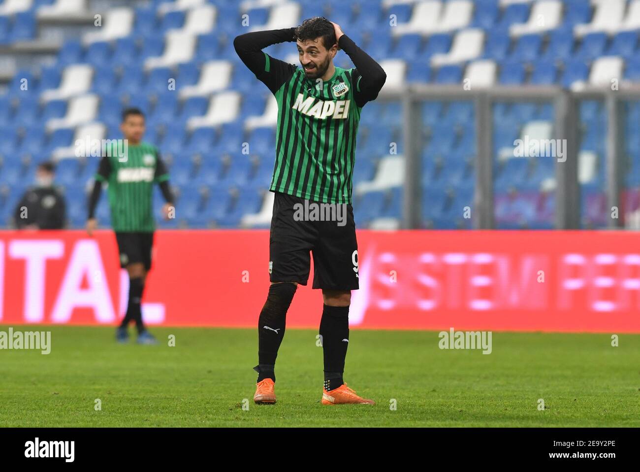Reggio Emilia, Italia. 6 Feb 2021. Reggio Emilia, Italia, Stadio MAPEI, 06 febbraio 2021, Francesco Capoito (Sassuolo) durante US Sassuolo vs AC Spezia - Serie a match Credit: Alessio Tarpini/LPS/ZUMA Wire/Alamy Live News Foto Stock