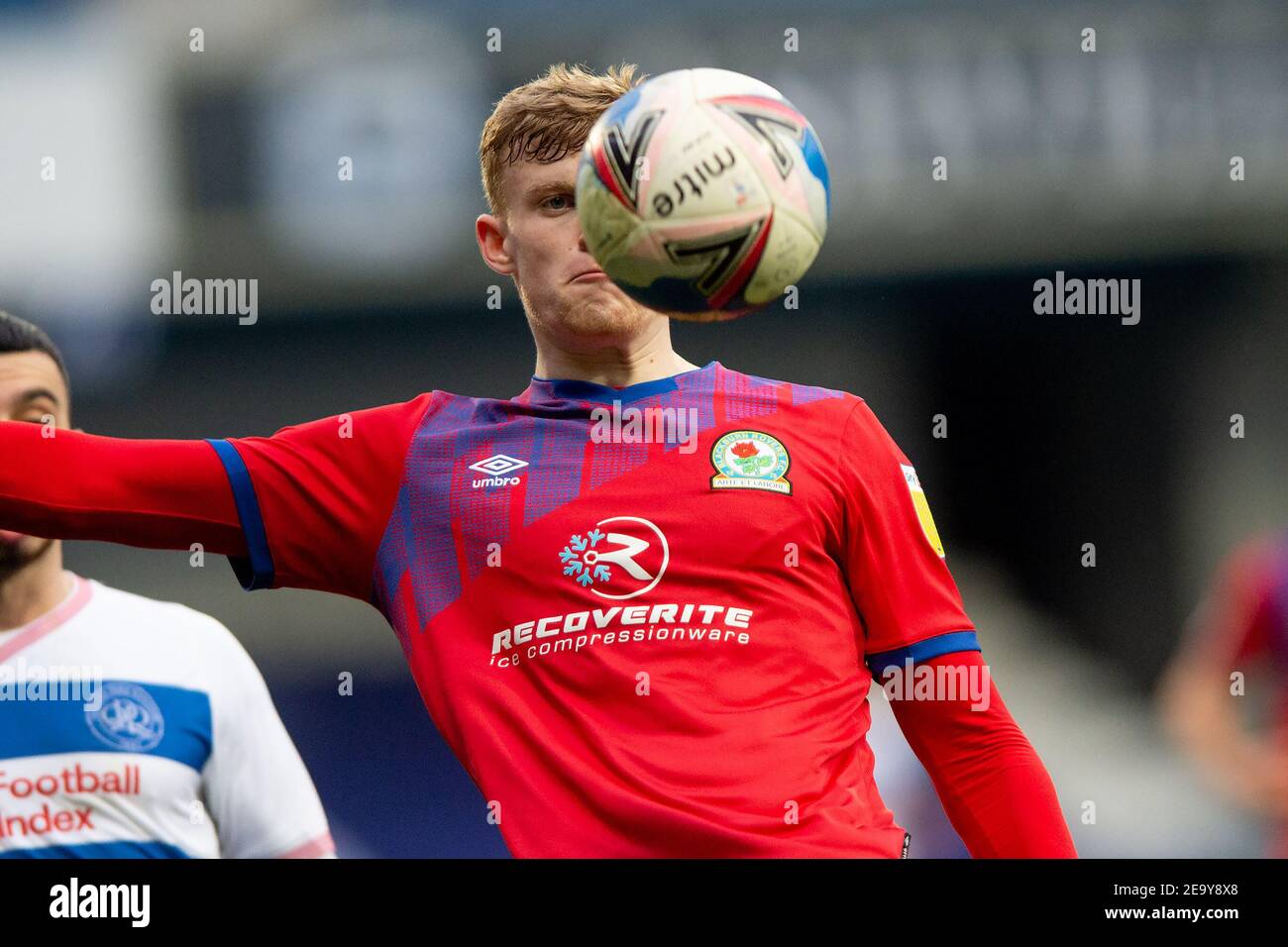 Londra, Regno Unito. 06 febbraio 2021. Jarrad Branthwaite di Blackburn Rovers durante la partita EFL Sky Bet Championship tra Queens Park Rangers e Blackburn Rovers al Kiyan Prince Foundation Stadium, Londra, Inghilterra, il 6 febbraio 2021. Foto di Salvio Calabrese. Solo per uso editoriale, è richiesta una licenza per uso commerciale. Nessun utilizzo nelle scommesse, nei giochi o nelle pubblicazioni di un singolo club/campionato/giocatore. Credit: UK Sports Pics Ltd/Alamy Live News Foto Stock