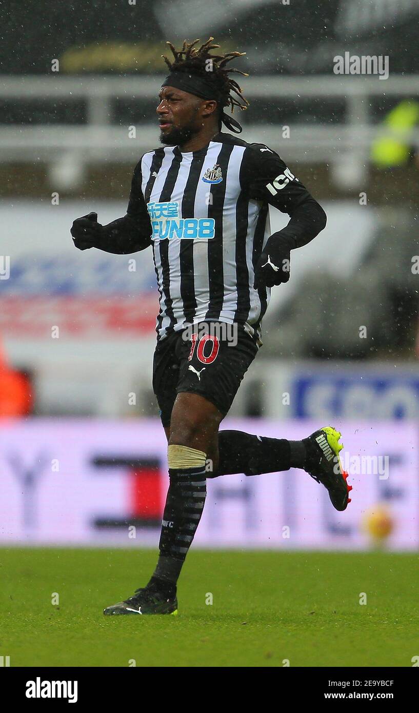 NEWCASTLE UPON TYNE, INGHILTERRA - 06 FEBBRAIO: Allan Saint-Maximin di Newcastle durante la partita della Premier League tra Newcastle United e Southampton a St. James Park il 6 febbraio 2021 a Newcastle upon Tyne, Regno Unito. (Foto per MB Media/MB Media) Foto Stock