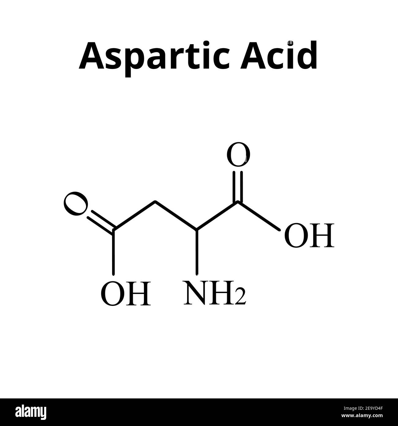 L'acido aspartico è un amminoacido. Formula molecolare chimica l'acido aspartico è un amminoacido. Illustrazione vettoriale su sfondo isolato Illustrazione Vettoriale