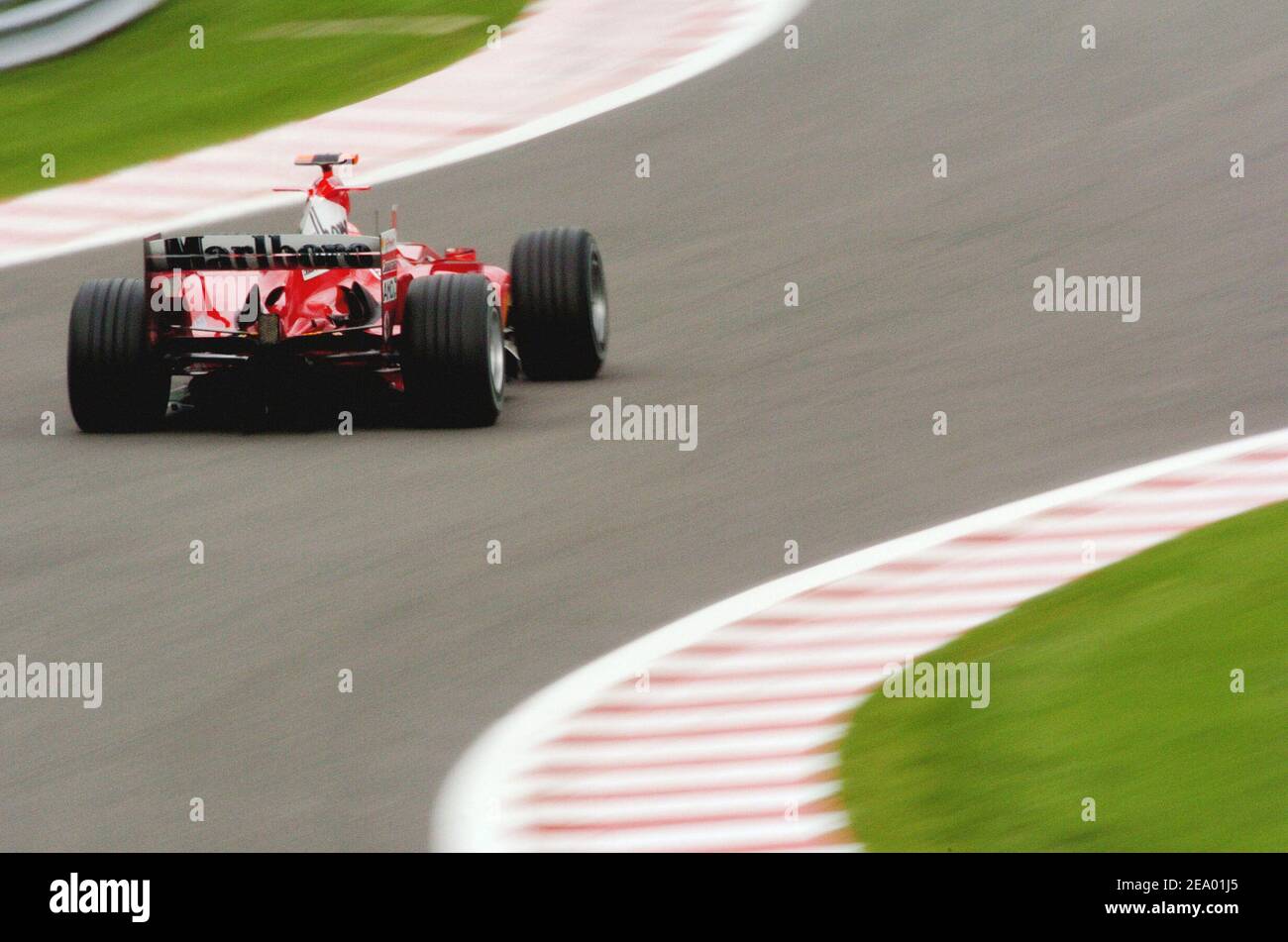 Il pilota tedesco di Formula 1 Michael Schumacher (team Ferrari) durante il Gran Premio di Formula 1 a Spa Francorchamps, Belgio, il 29 agosto 2004. Foto di Thierry Gromik/ABACA. Foto Stock