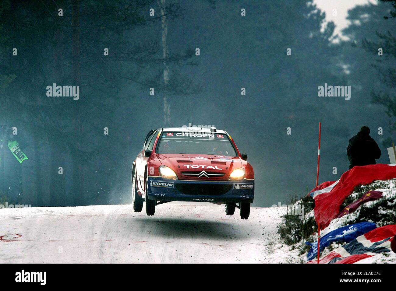 Il pilota francese Sebastien Loeb, Citroen Xsara WRC durante il Rally svedese, in Svezia, il 11 febbraio 2005. Foto di Jean-Marc Pastor/Cameleon/ABACA. Foto Stock