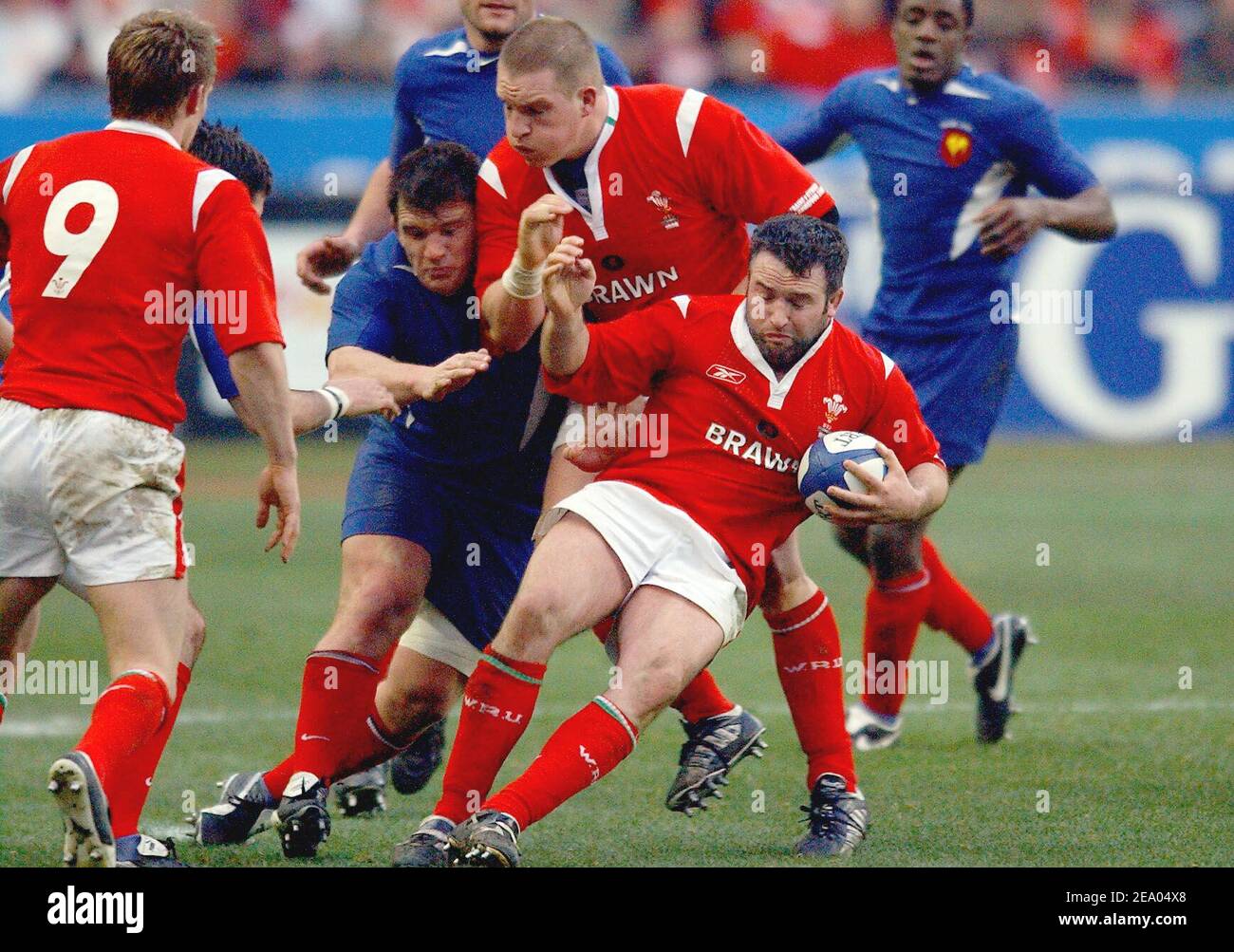 Il giocatore del Galles Robert Sidoli durante la partita Francia-Galles RBS 6 Nations Championship allo stadio Stade de France, a nord di Parigi-Francia il 26 febbraio 2005. Il Galles vince il 24-18. Foto di Nicolas Gouhier/Cameleon/ABACA Foto Stock