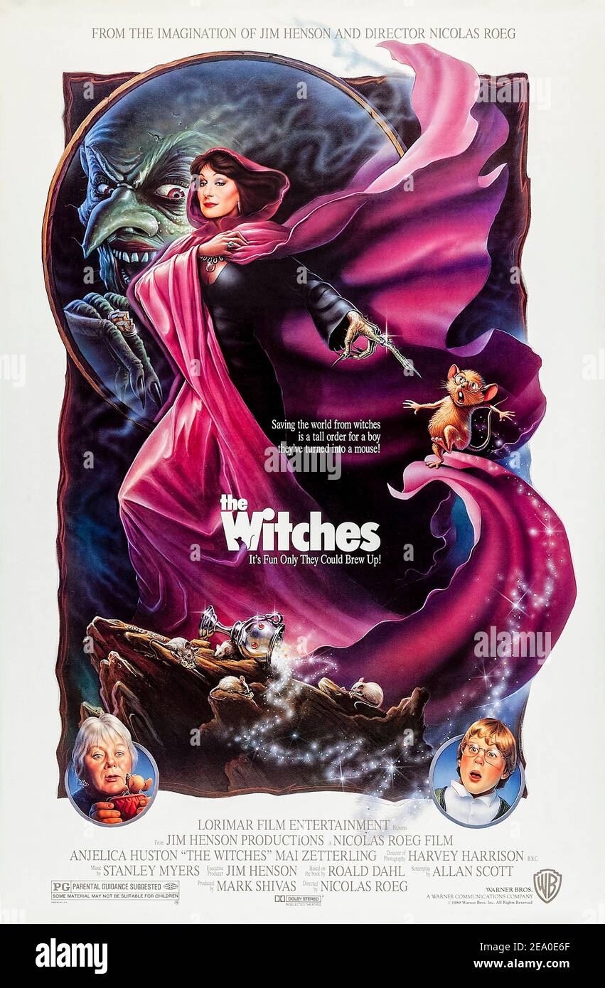 The Witches (1990) diretto da Nicolas Roeg e interpretato da Anjelica Huston, mai Zetterling e Jasen Fisher. Adattamento del libro molto amato di Roald Dahl su un ragazzo giovane che si inciampa su una convenzione strega ed è trasformato in un mouse. Foto Stock