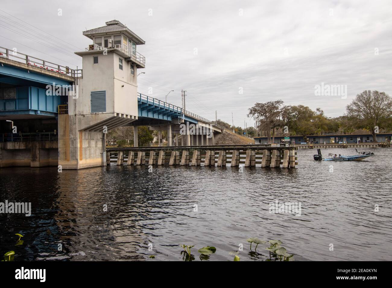 Ponte levatoio sul fiume St. Johns ad Astor, Florida Foto Stock