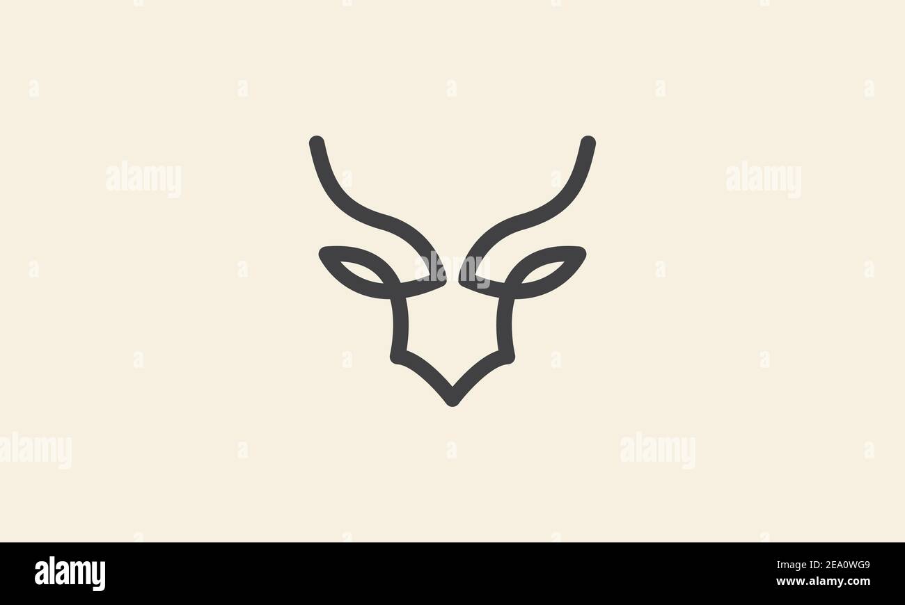 linea arte forma moderna testa cervo animale logo icona vettore illustrazione grafica del simbolo Illustrazione Vettoriale