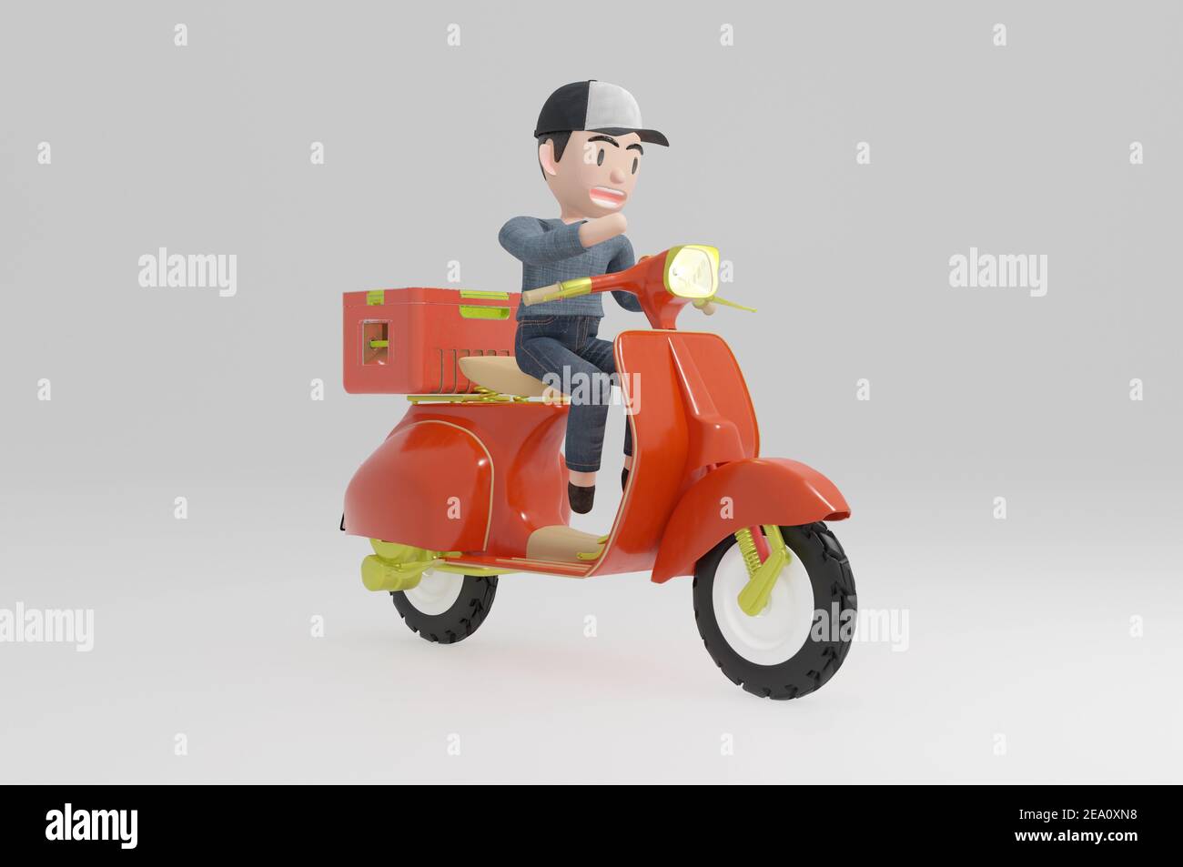 Illustrazione 3d , Express Delivery in moto o scooter Foto Stock