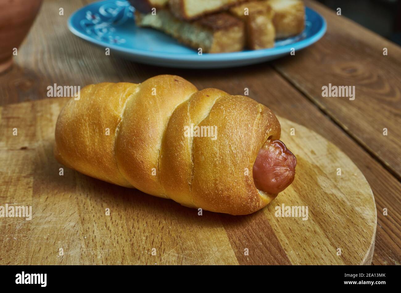 Maiali in una coperta - varietà di diversi piatti a base di salsiccia nel Regno Unito, Stati Uniti, Danimarca, Irlanda, Germania, Belgio, Russi Foto Stock