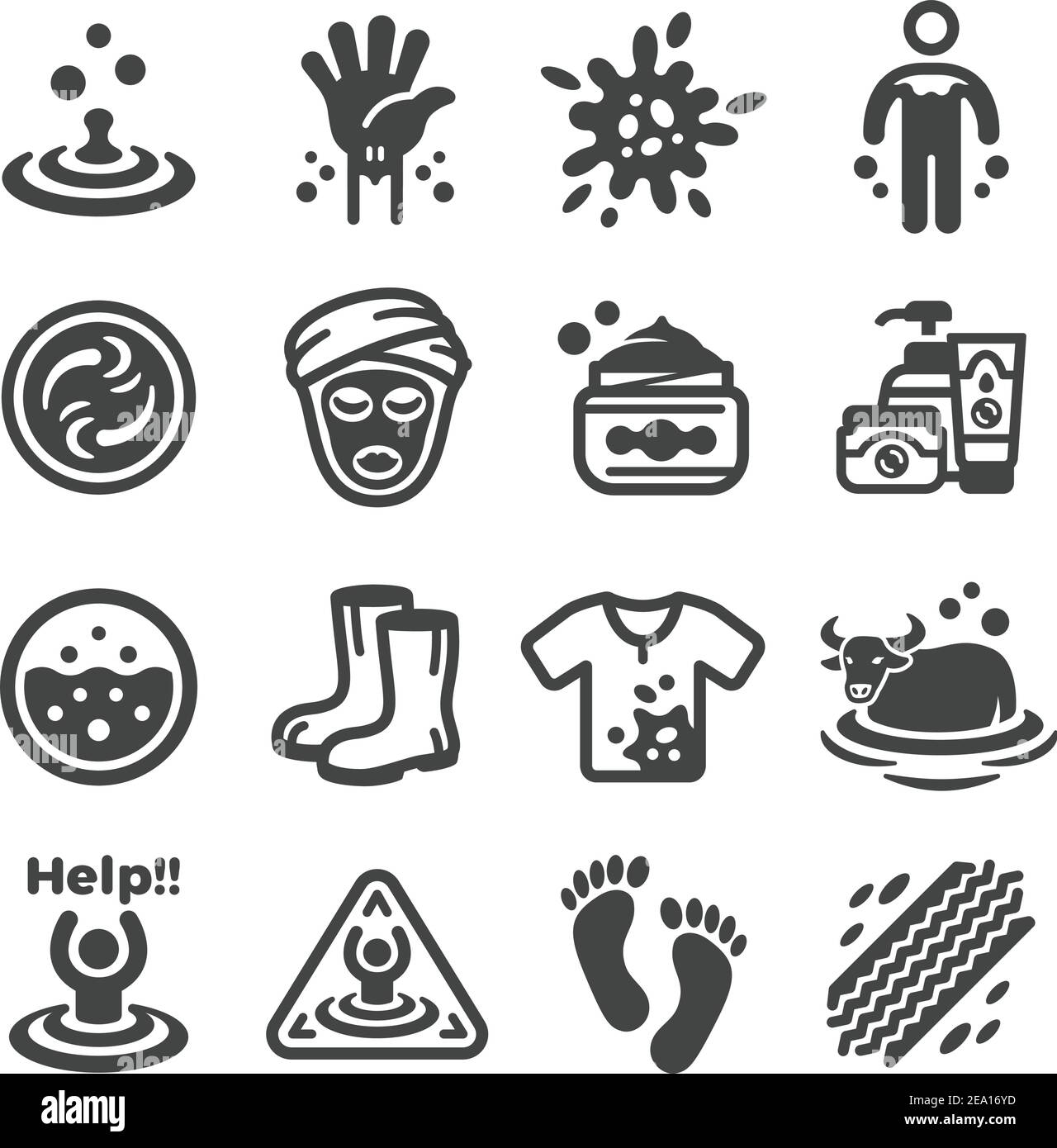 set di icone mud Illustrazione Vettoriale