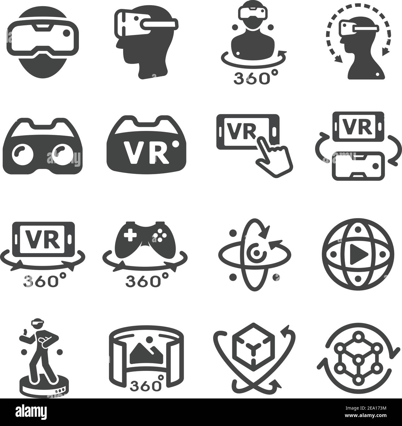 set di icone della tecnologia di realtà virtuale Illustrazione Vettoriale