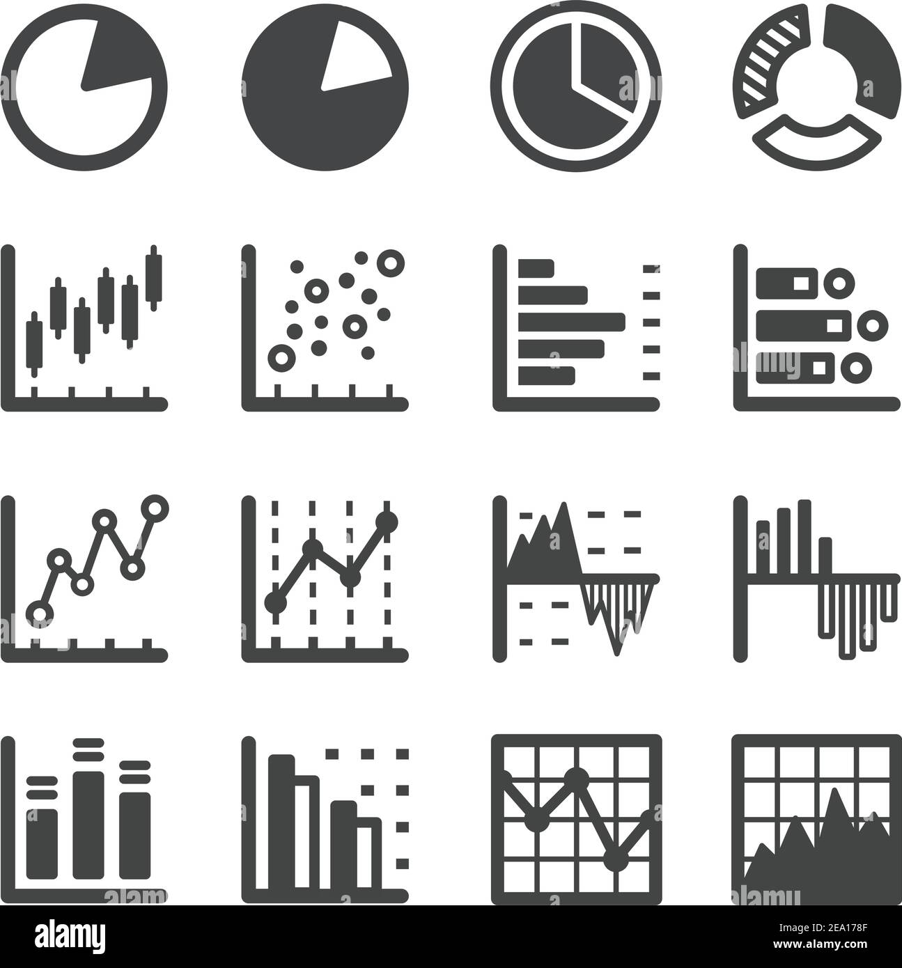 set di icone grafico e grafico Illustrazione Vettoriale