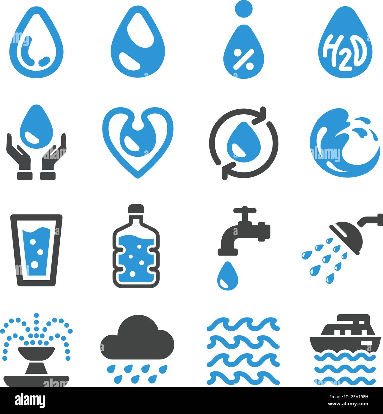 set di icone acqua Illustrazione Vettoriale