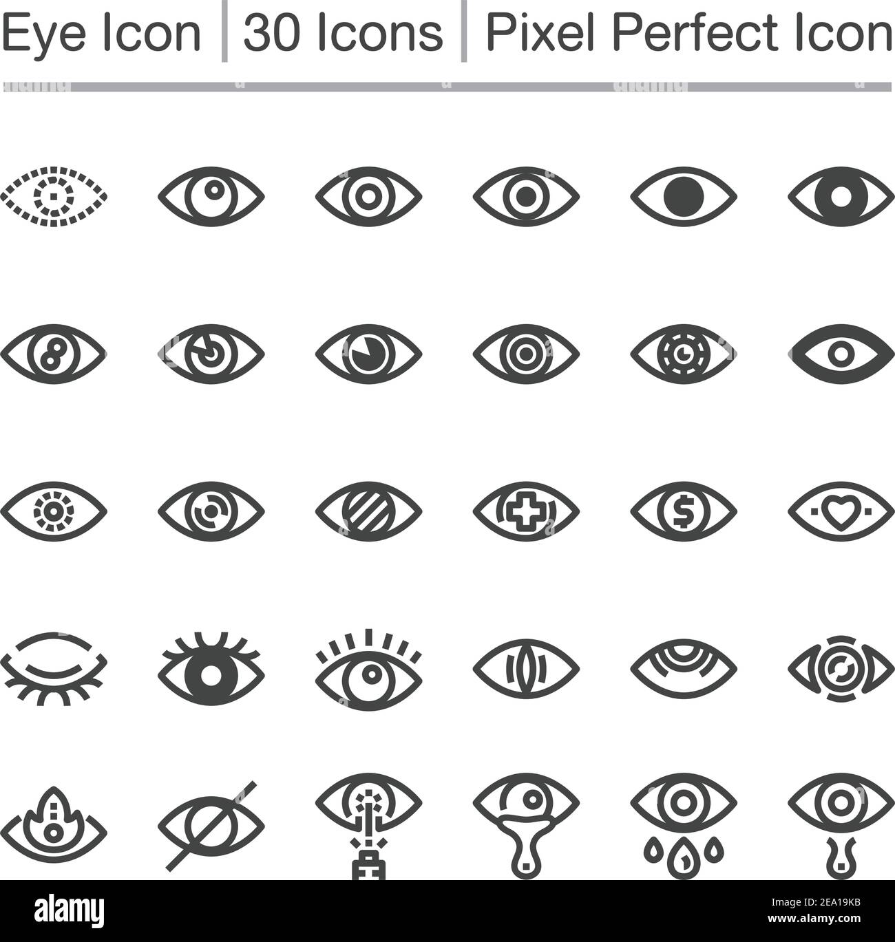 icona linea occhio, tratto modificabile, icona pixel perfect Illustrazione Vettoriale