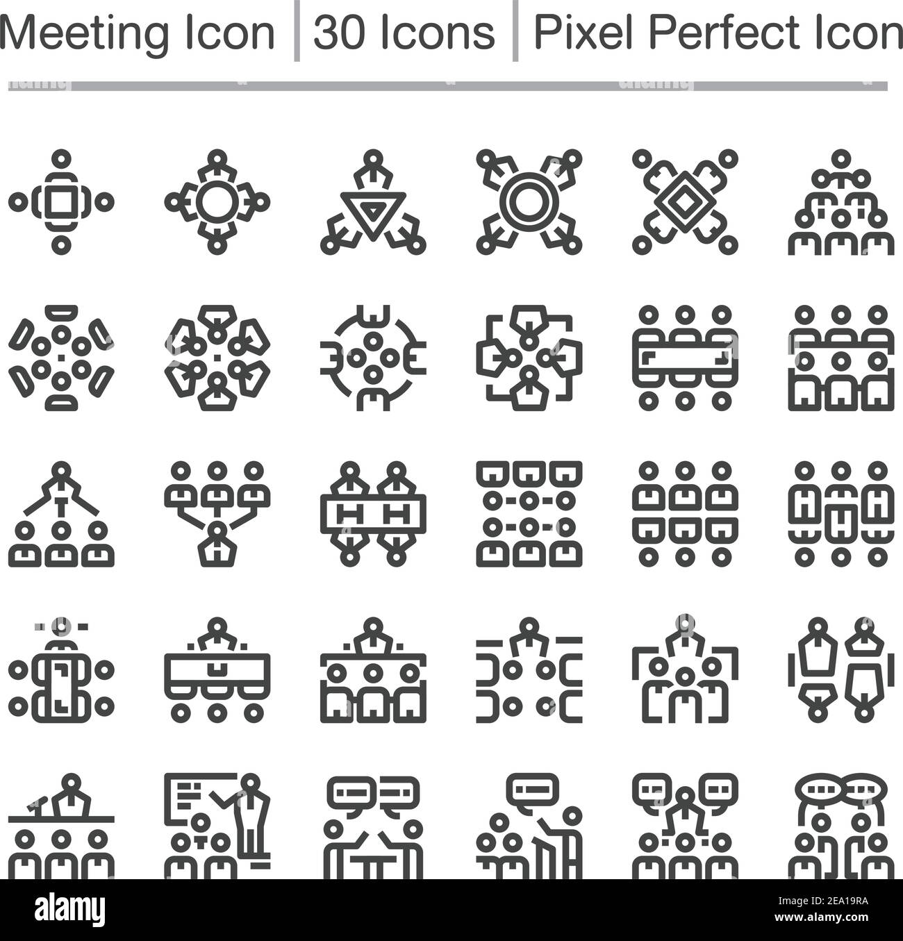 icona della linea di riunione, tratto modificabile, icona pixel perfect Illustrazione Vettoriale