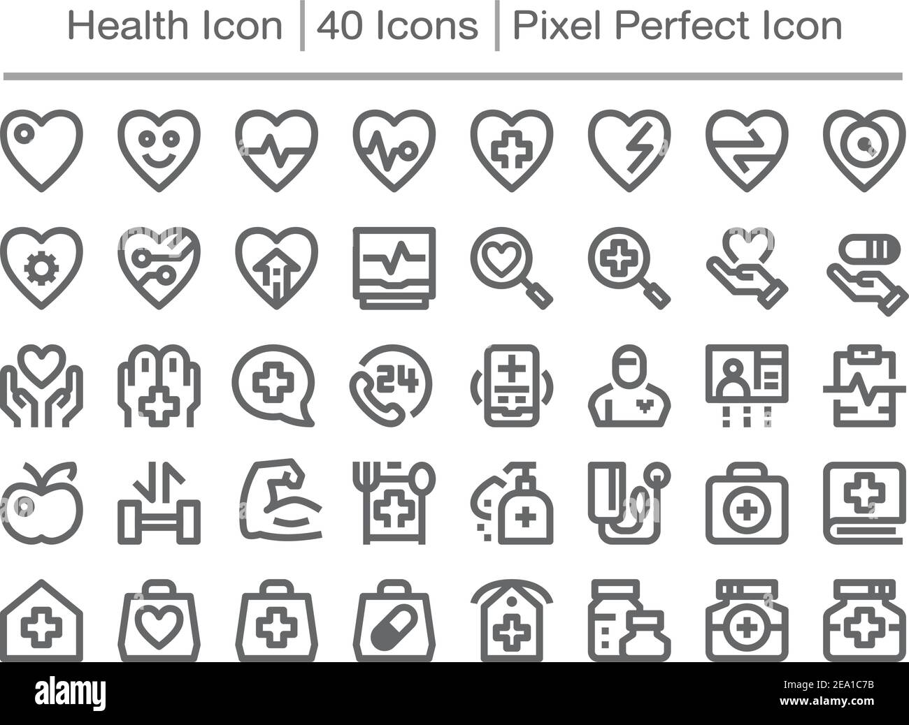 icona della linea di salute, tratto modificabile, icona pixel perfect Illustrazione Vettoriale