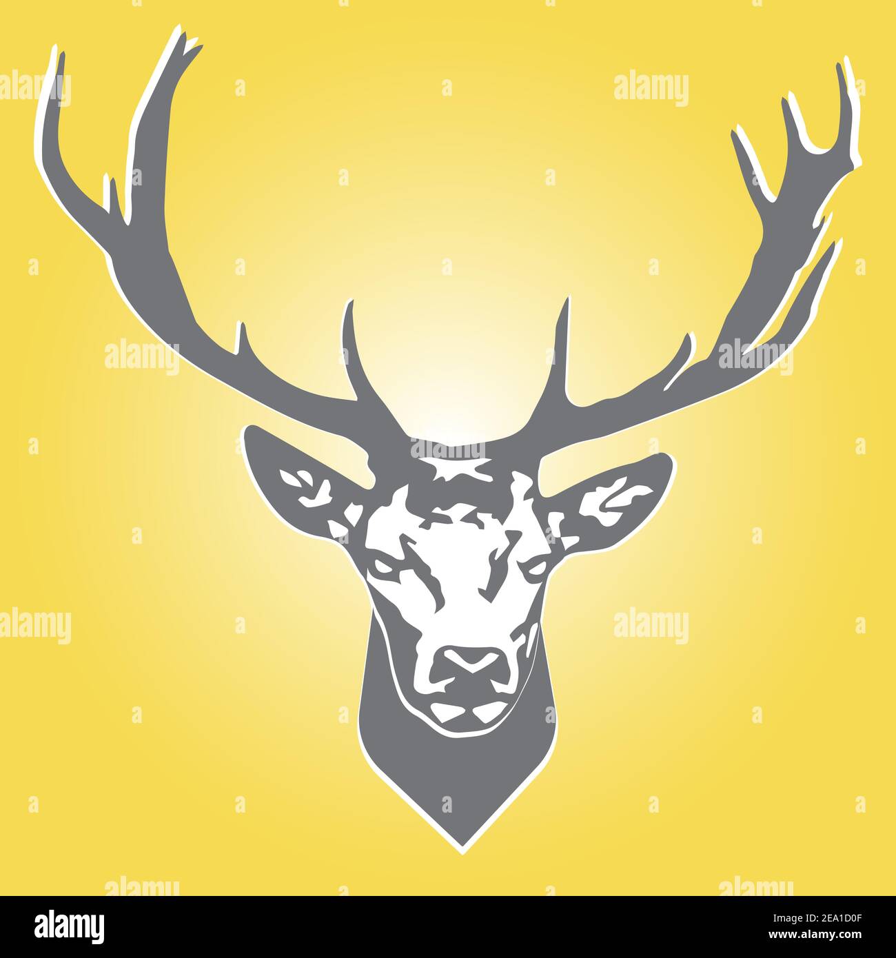 Testa di cervo. Illustrazione vettoriale isolata con testa di renna. Animale selvatico. Illustrazione Vettoriale