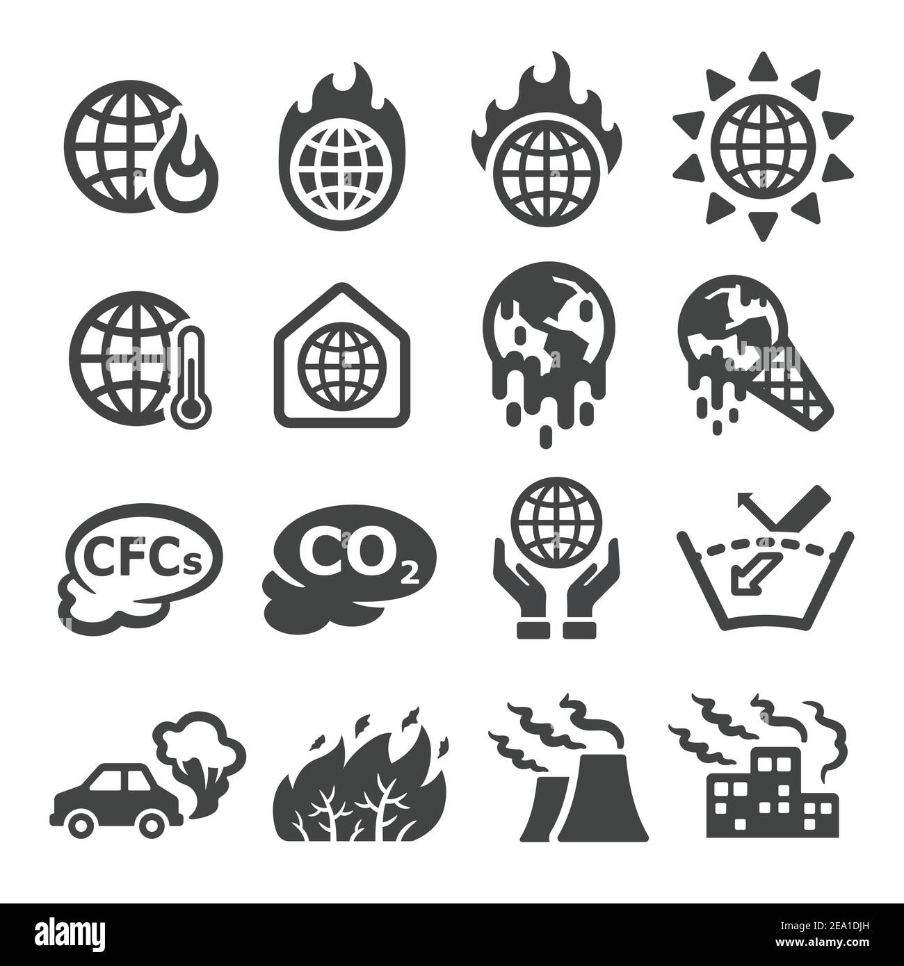 riscaldamento globale, icona effetto serra Illustrazione Vettoriale