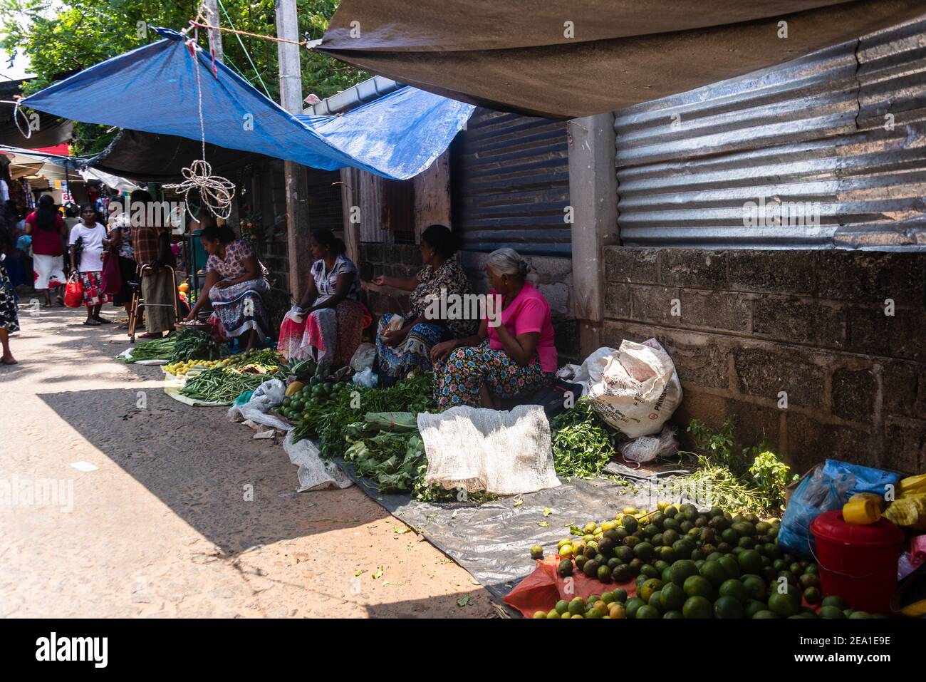 Frutta esotica, venduta in un bazar di frutta e verdura in Sri Lanka Foto Stock
