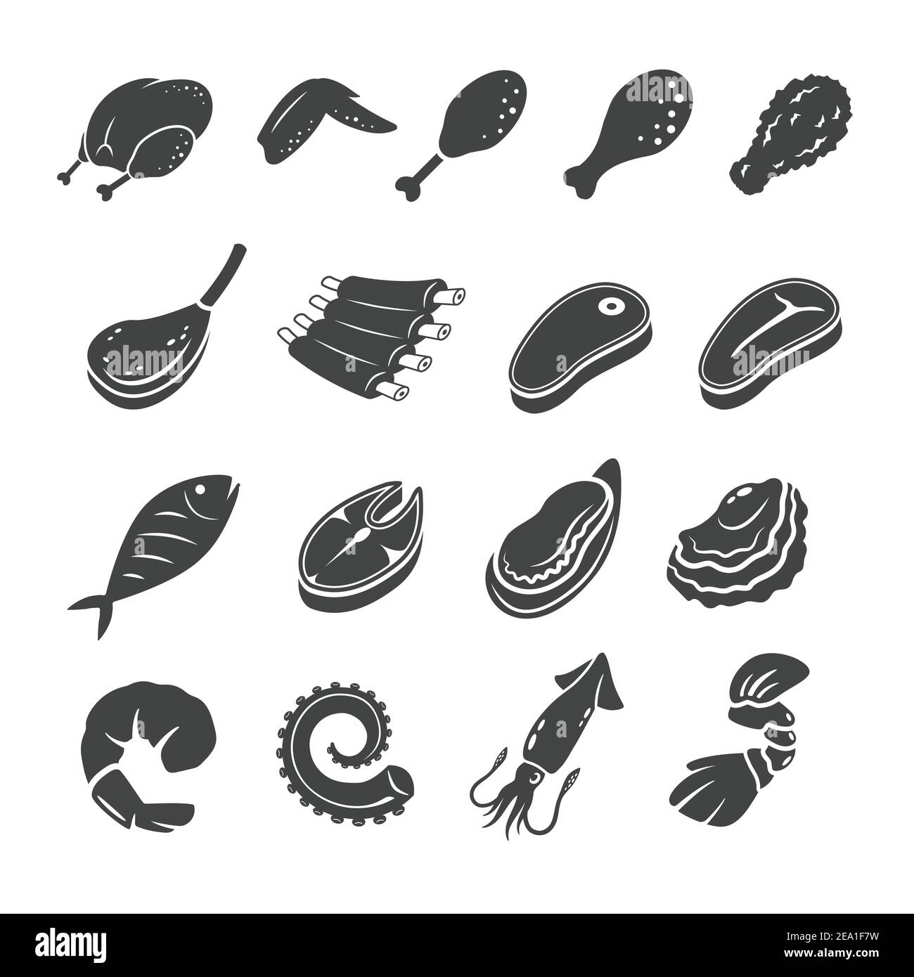 carne di cottura, vettore di frutti di mare, illustrazione Illustrazione Vettoriale