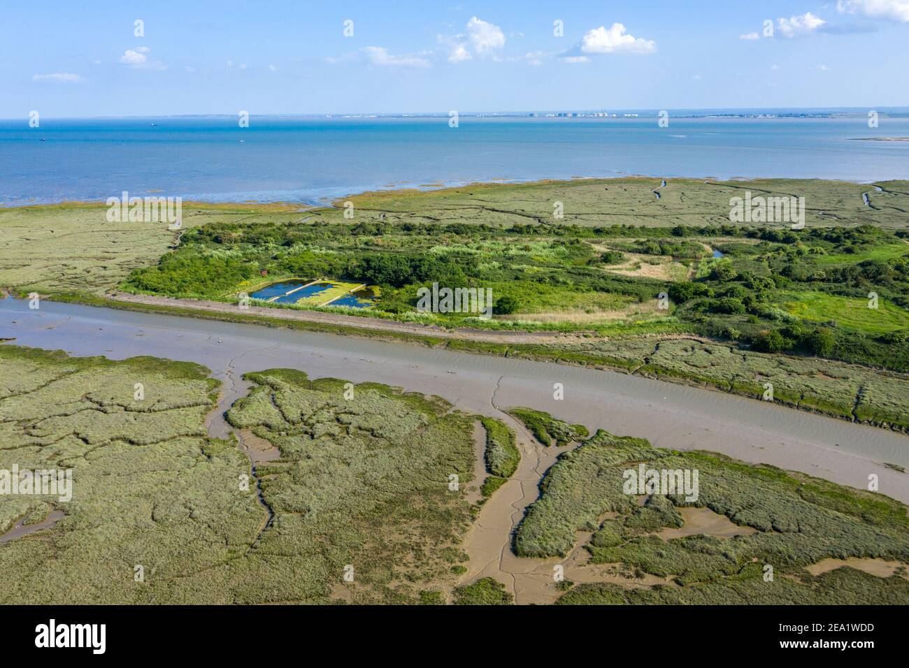 Leigh on Sea National Nature Reserve vista aerea delle paludi In Essex Foto Stock