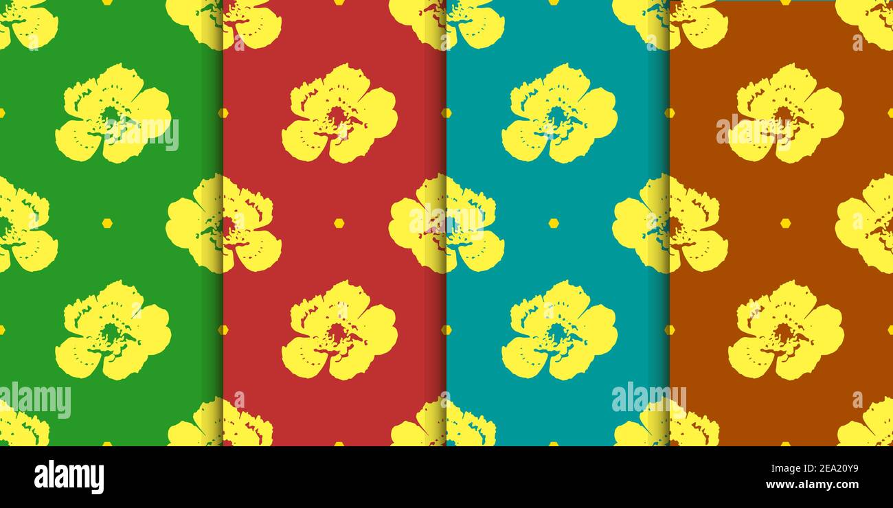set di motivi con fiori gialli Illustrazione Vettoriale