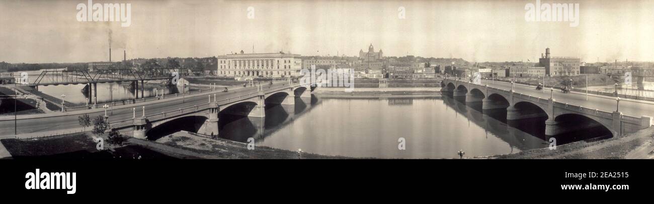 Des Moines River, Des Moines, Iowa, circa 1914 Foto Stock