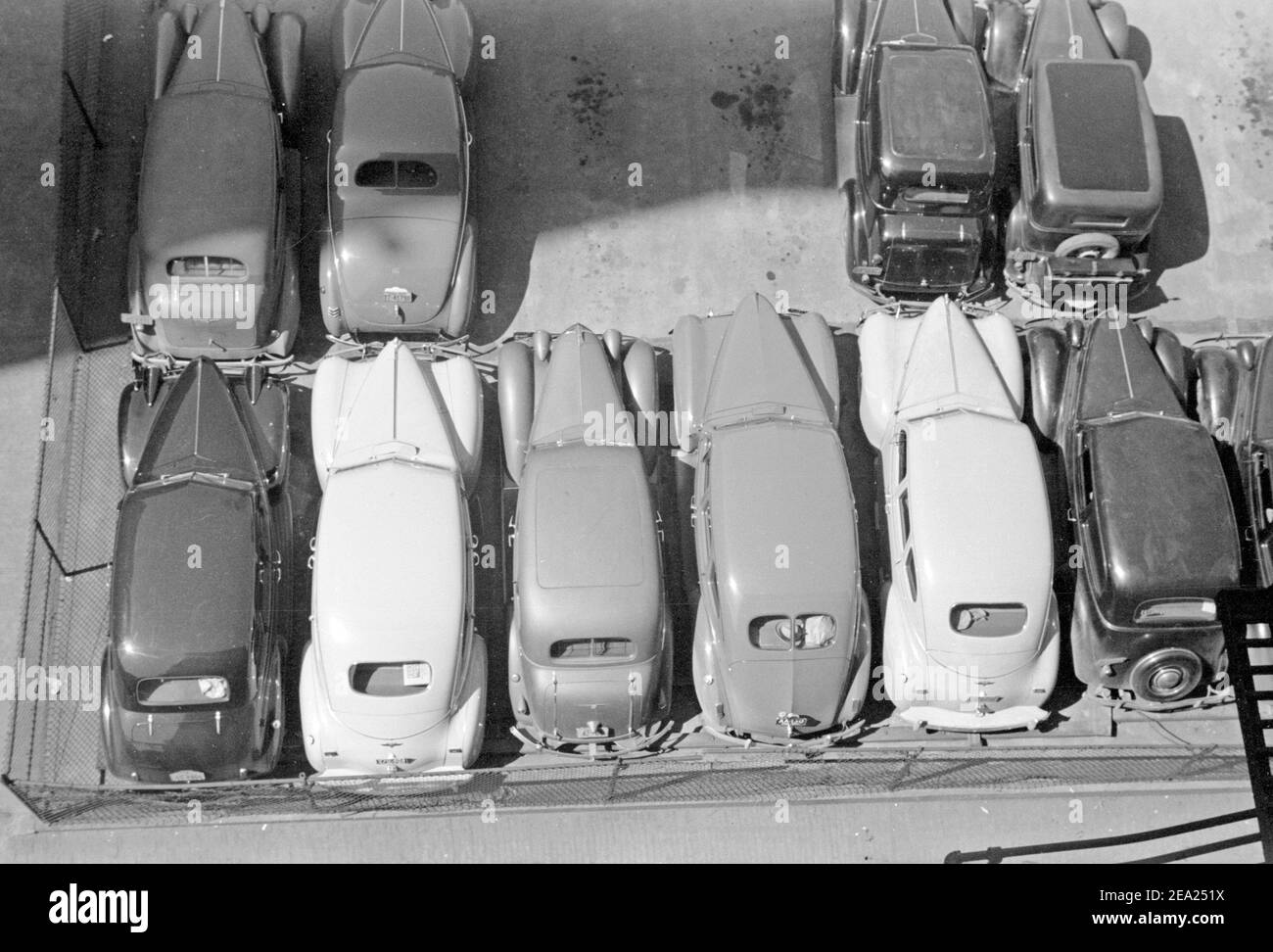 Auto parcheggiate, Des Moines, Iowa, maggio 1940 Foto Stock