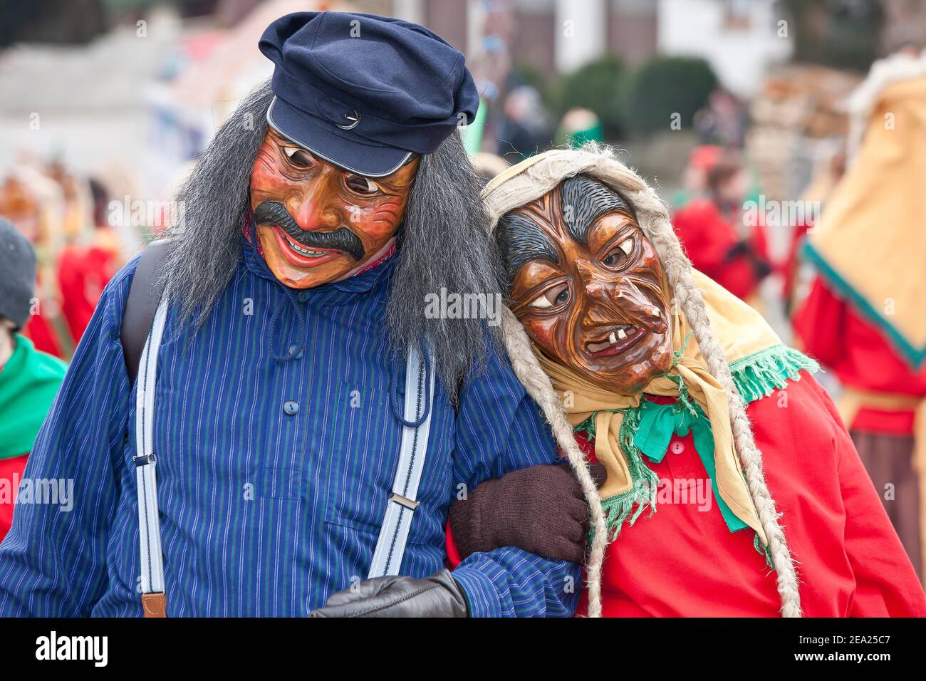 Maschera ritratto del carnevale svevo-alemannico, Burgrieden, Baden-Wuerttemberg, Germania Foto Stock