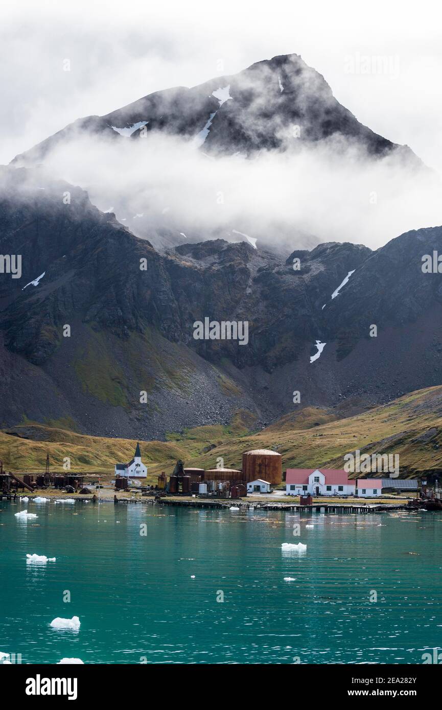 Ex stazione di caccia Grytviken, Georgia del Sud, Antartide Foto Stock