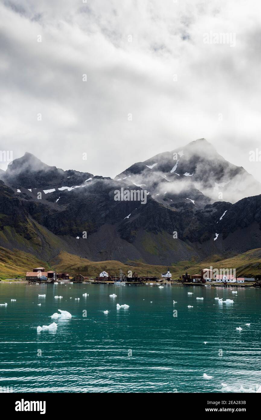 Ex stazione di caccia Grytviken, Georgia del Sud, Antartide Foto Stock