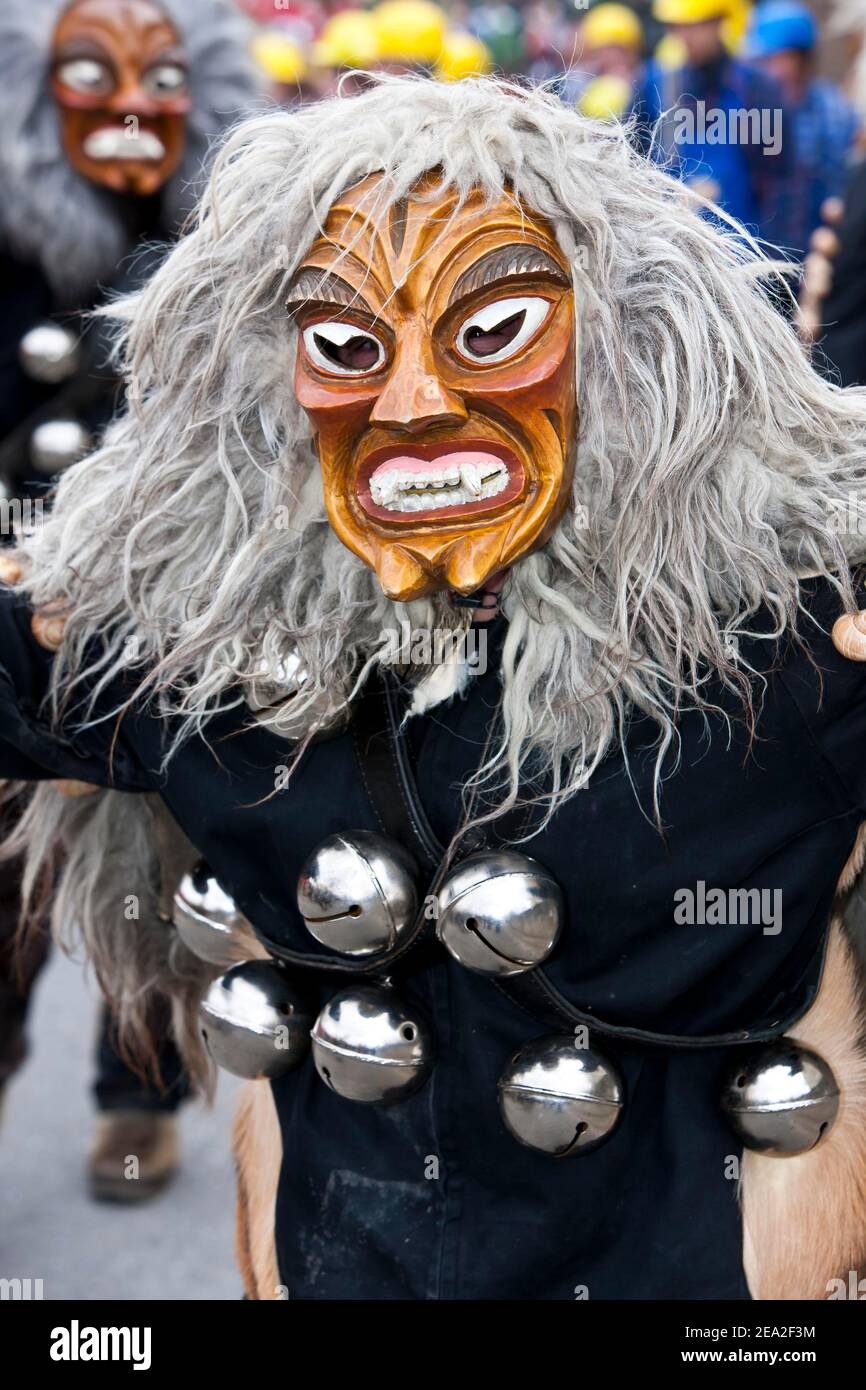 Maschera ritratto del carnevale svevo-alemannico, Burgrieden, Baden-Wuerttemberg, Germania Foto Stock