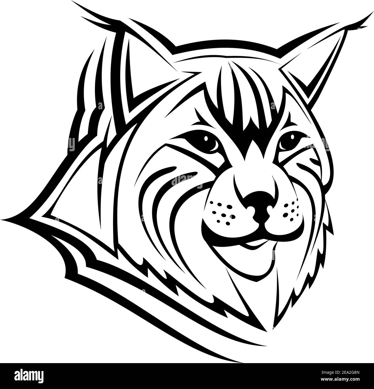 Testa di lynx come mascotte isolato su bianco Illustrazione Vettoriale