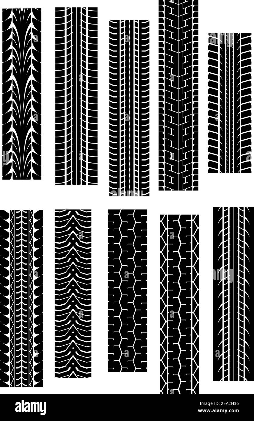 Set di forme di pneumatico isolato su bianco per la progettazione Illustrazione Vettoriale