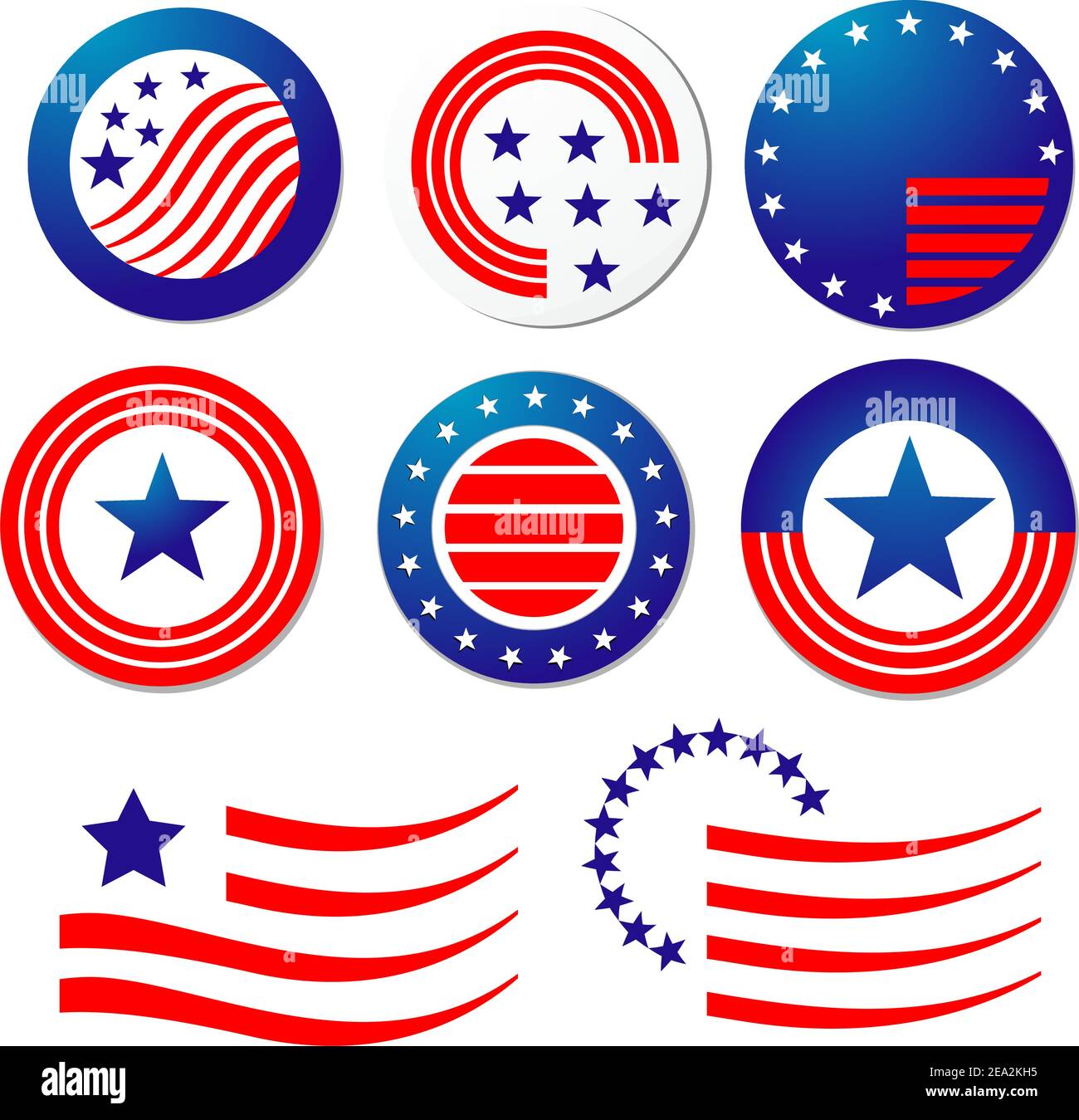 American patriottica set di simboli per la progettazione e la decorazione Illustrazione Vettoriale
