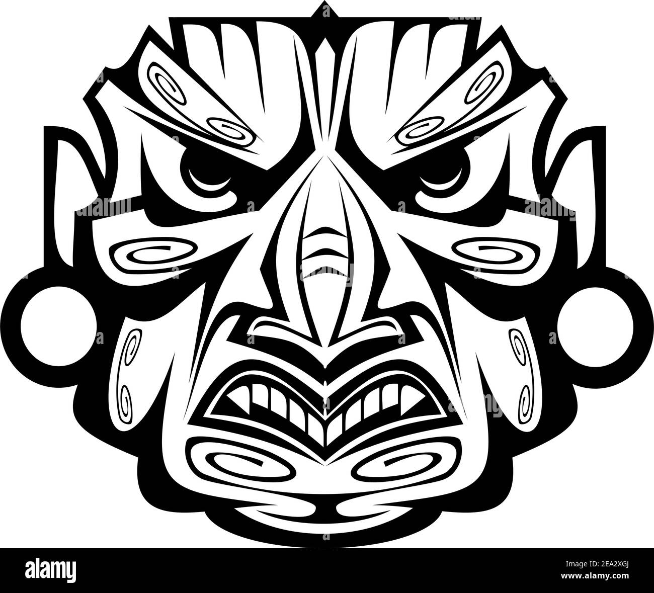 Cerimonia antica maschera isolato su bianco per la progettazione Illustrazione Vettoriale