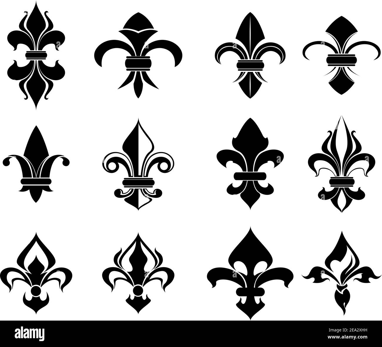 Royal giglio francese simboli per progettare e decorare Illustrazione Vettoriale