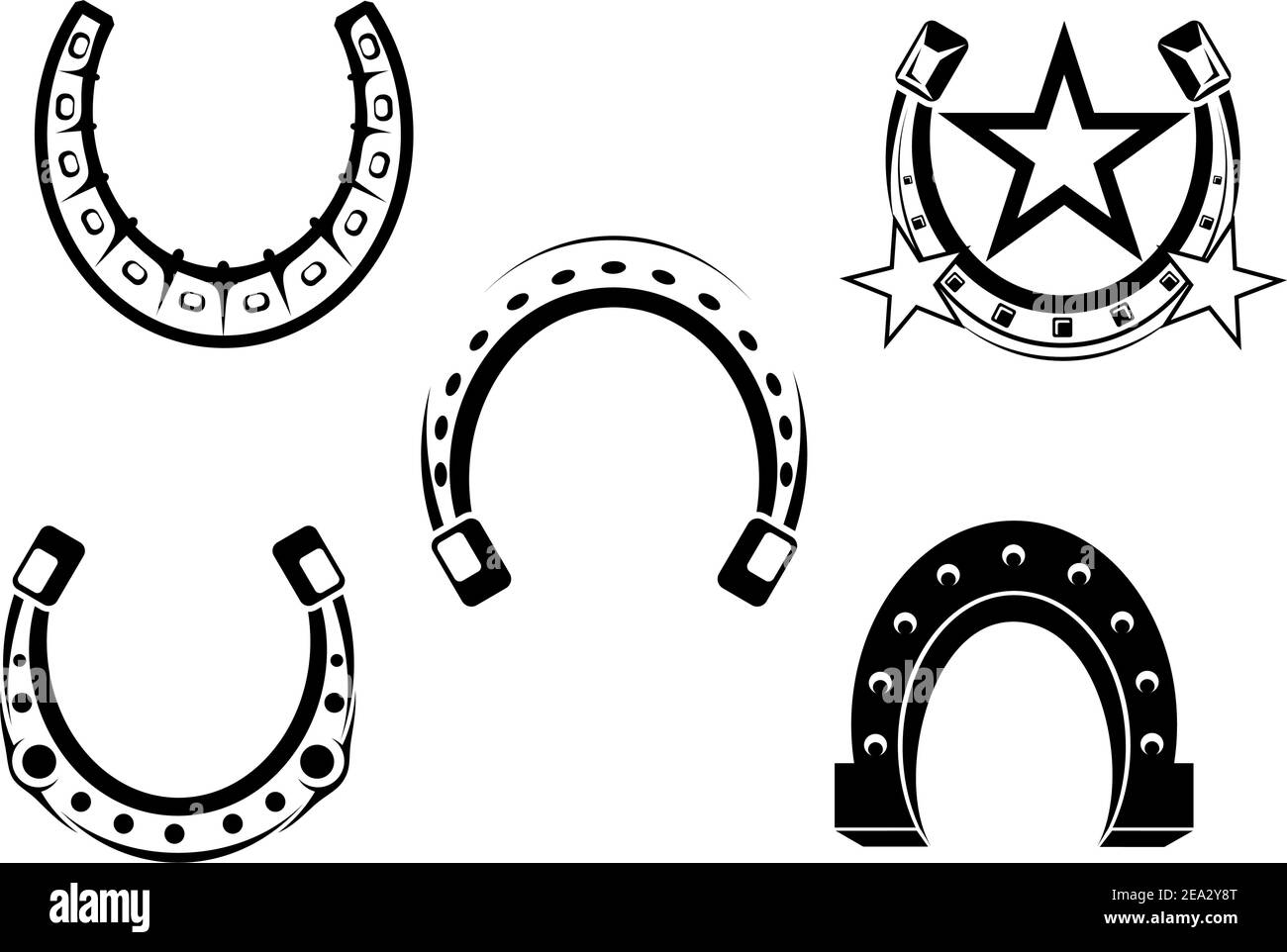 Set di ferri di cavallo per elementi di design concetti fortunato Illustrazione Vettoriale