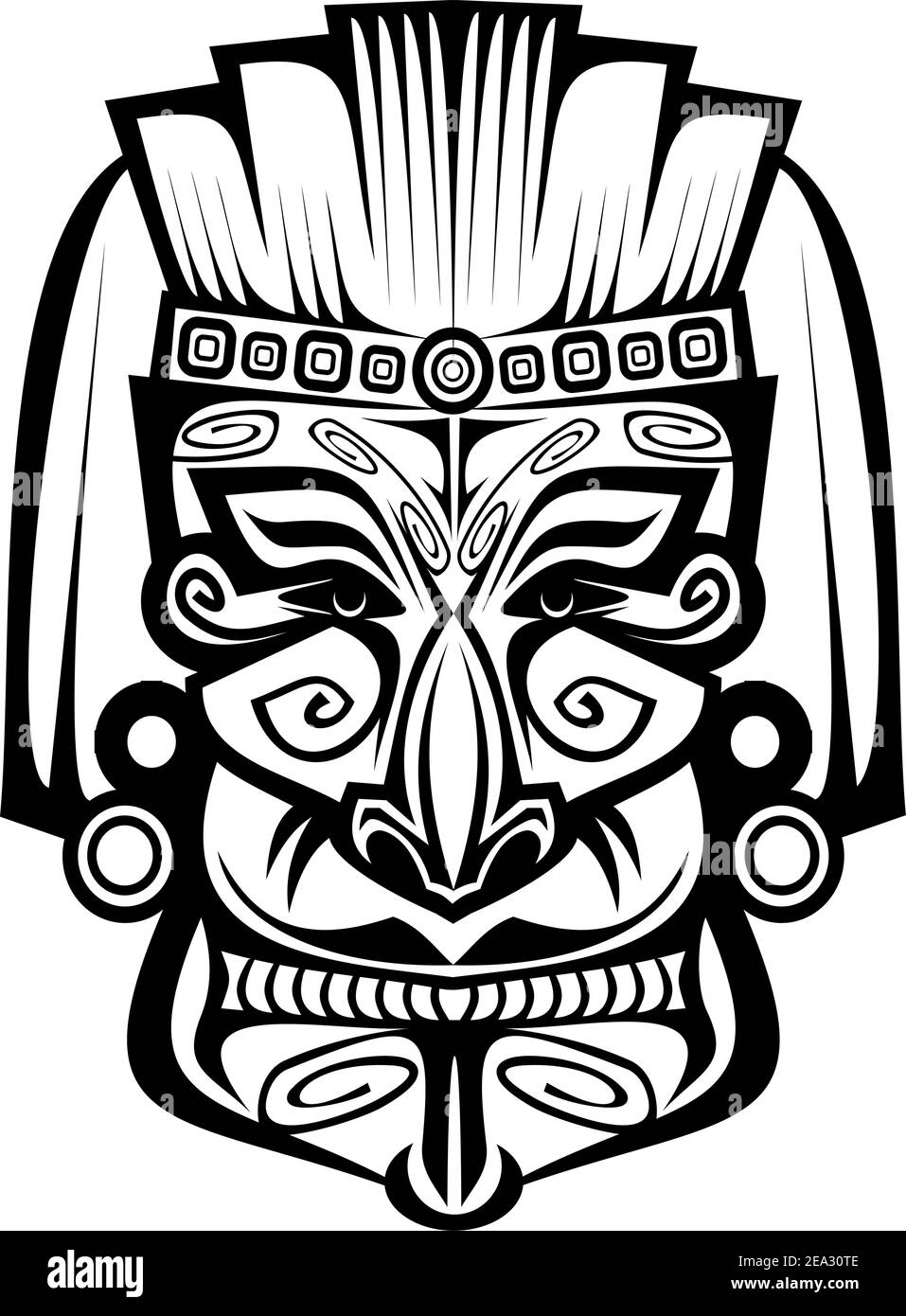 Cerimonia antica maschera isolato su bianco per la progettazione Illustrazione Vettoriale