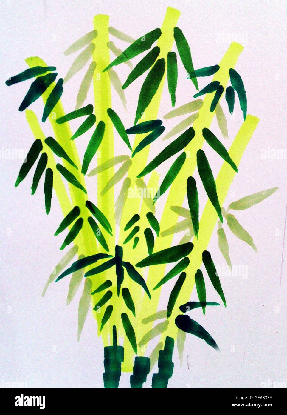 Art Abstract foglia di bambù , copic marker , Marker art Foto Stock