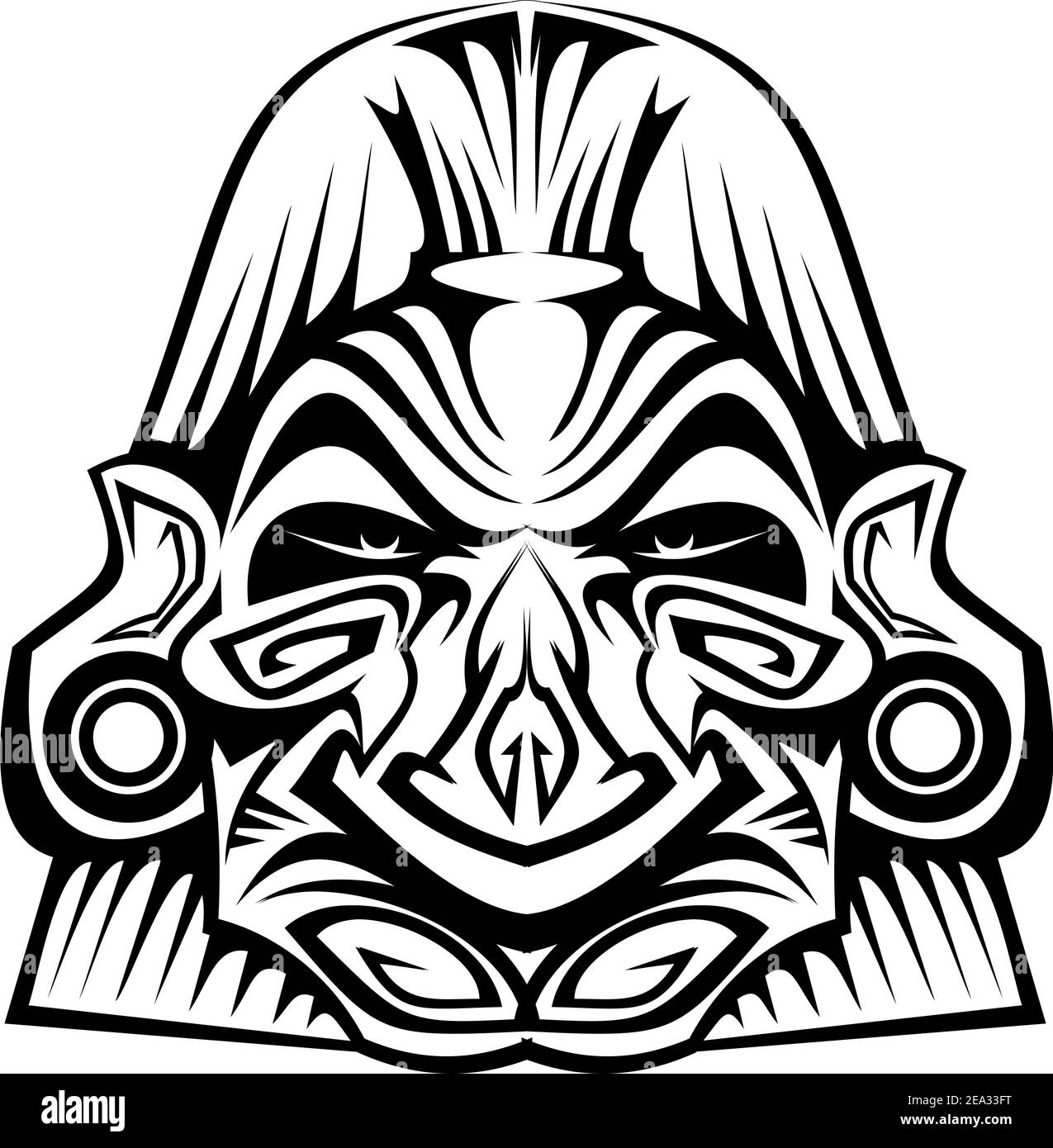 Cerimonia antica maschera isolato su bianco per la progettazione Illustrazione Vettoriale