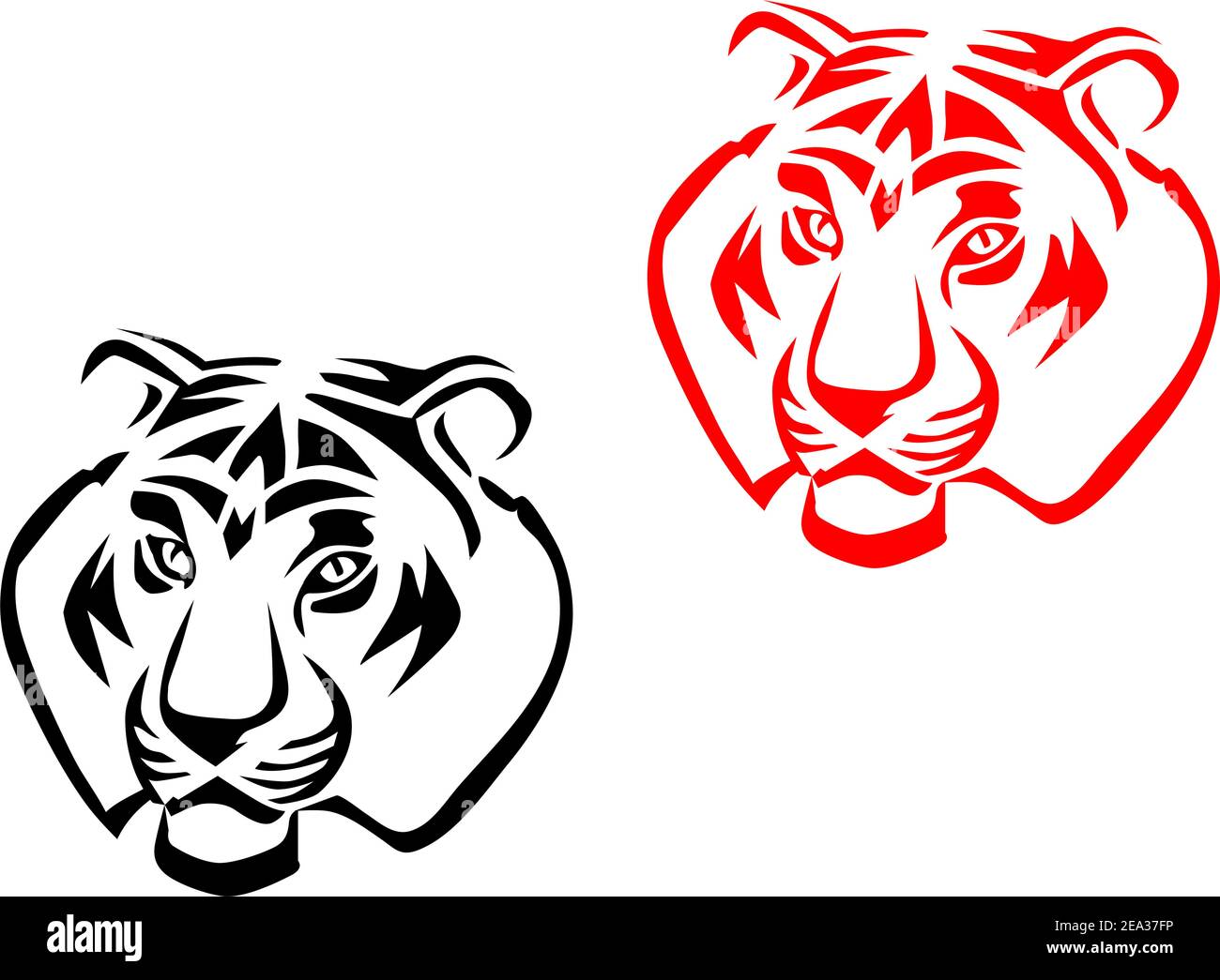 Tiger mascotte isolato su bianco per tattoo design Illustrazione Vettoriale