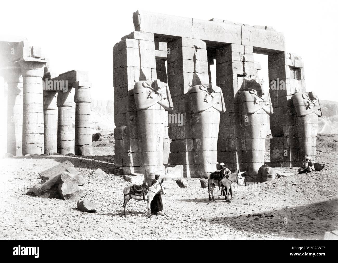 Foto tardo 19 ° secolo - Ramesseum, Tebe, Egitto, circa 1880 Foto Stock