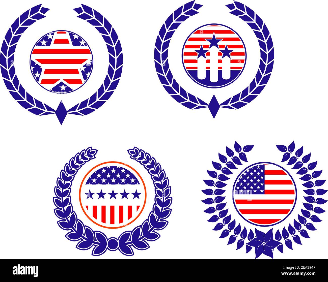 American patriottica set di simboli per la progettazione e la decorazione Illustrazione Vettoriale