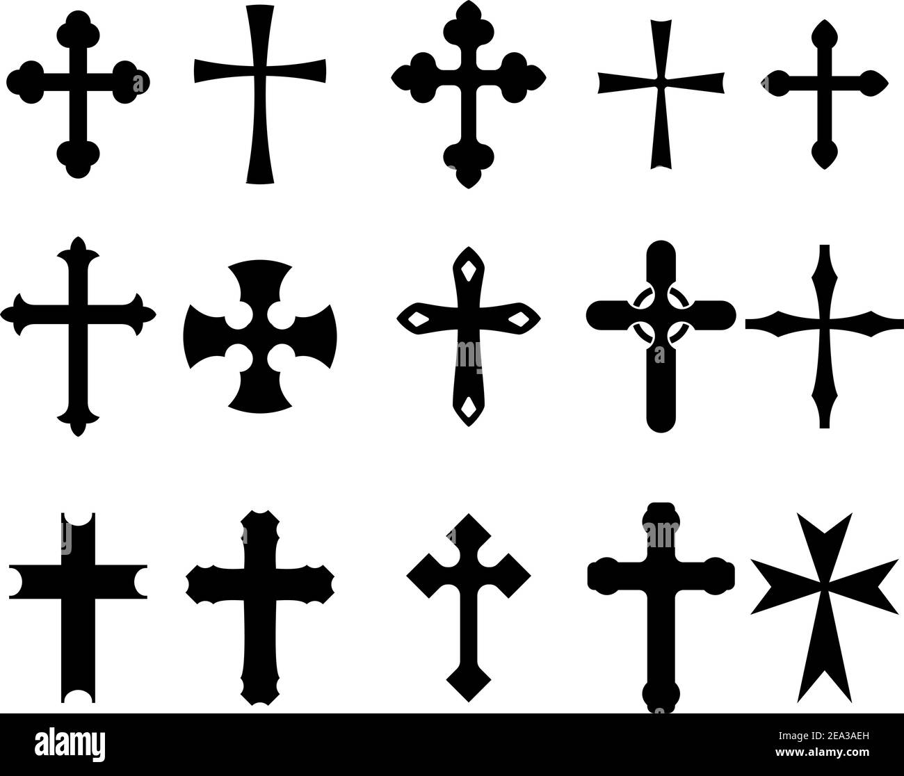 Set di religiosi simboli a croce isolato su bianco Illustrazione Vettoriale