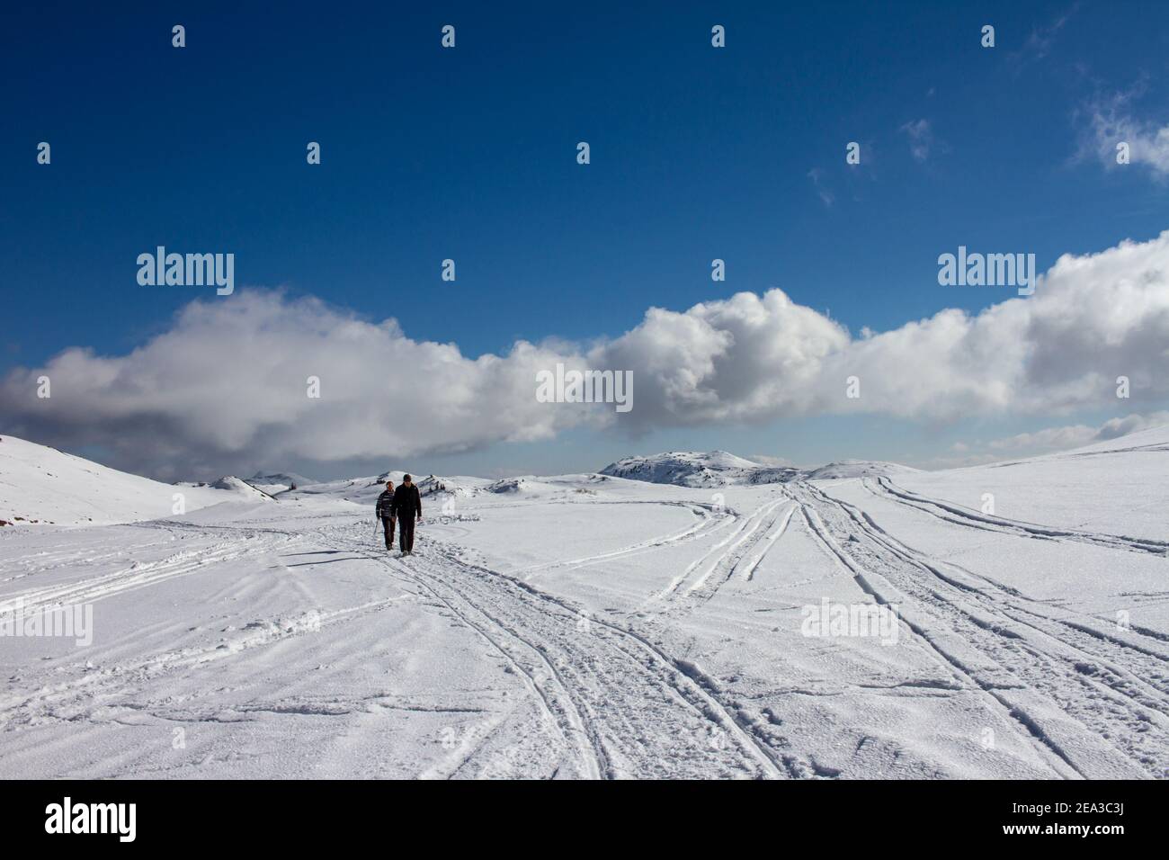 La stazione sciistica di Jahorina si trova vicino alla capitale bosniaca di Sarajevo. L'area degli sport invernali è situata tra gli altitudini di 1,300 e 1,916 m. Foto Stock