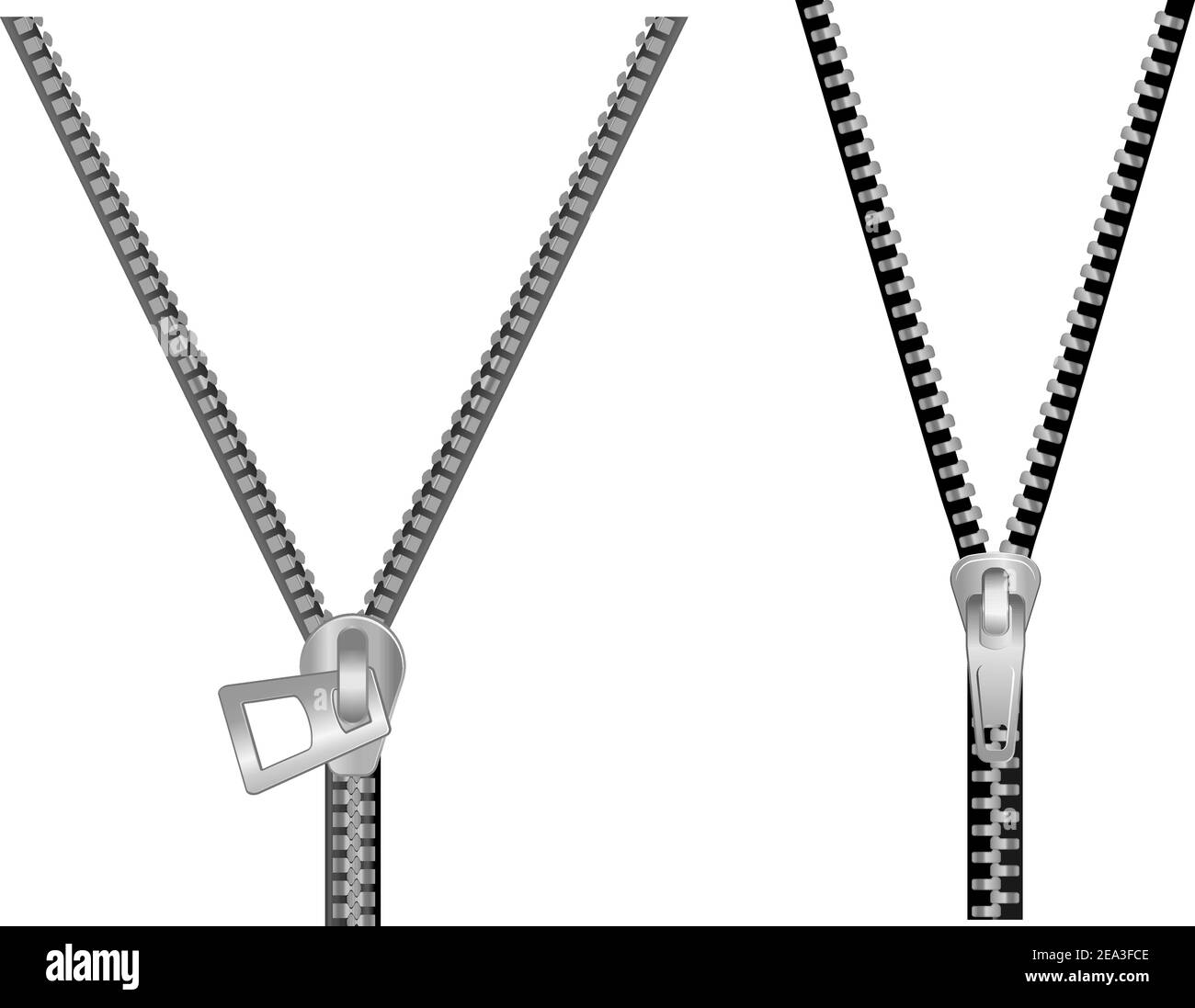Cerniera lampo isolato su sfondo bianco per la progettazione Illustrazione Vettoriale