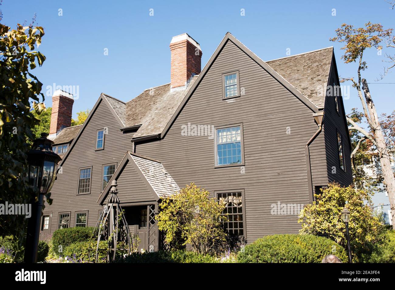 The House of the Seven Gables, una residenza coloniale del 1668 conosciuta anche come Turner House, resa famosa da Nathaniel Hawthorne, a Salem, Massachusetts, USA. Foto Stock