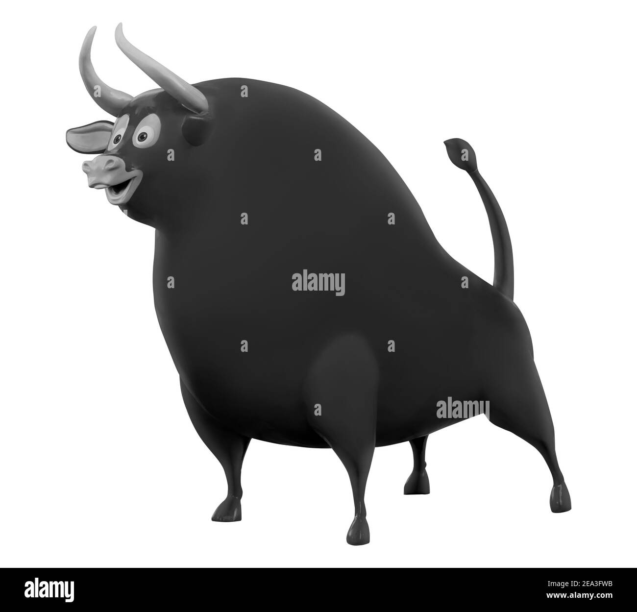 Illustrazione animale, bestiame bovino, toro su uno sfondo bianco isolato Foto Stock
