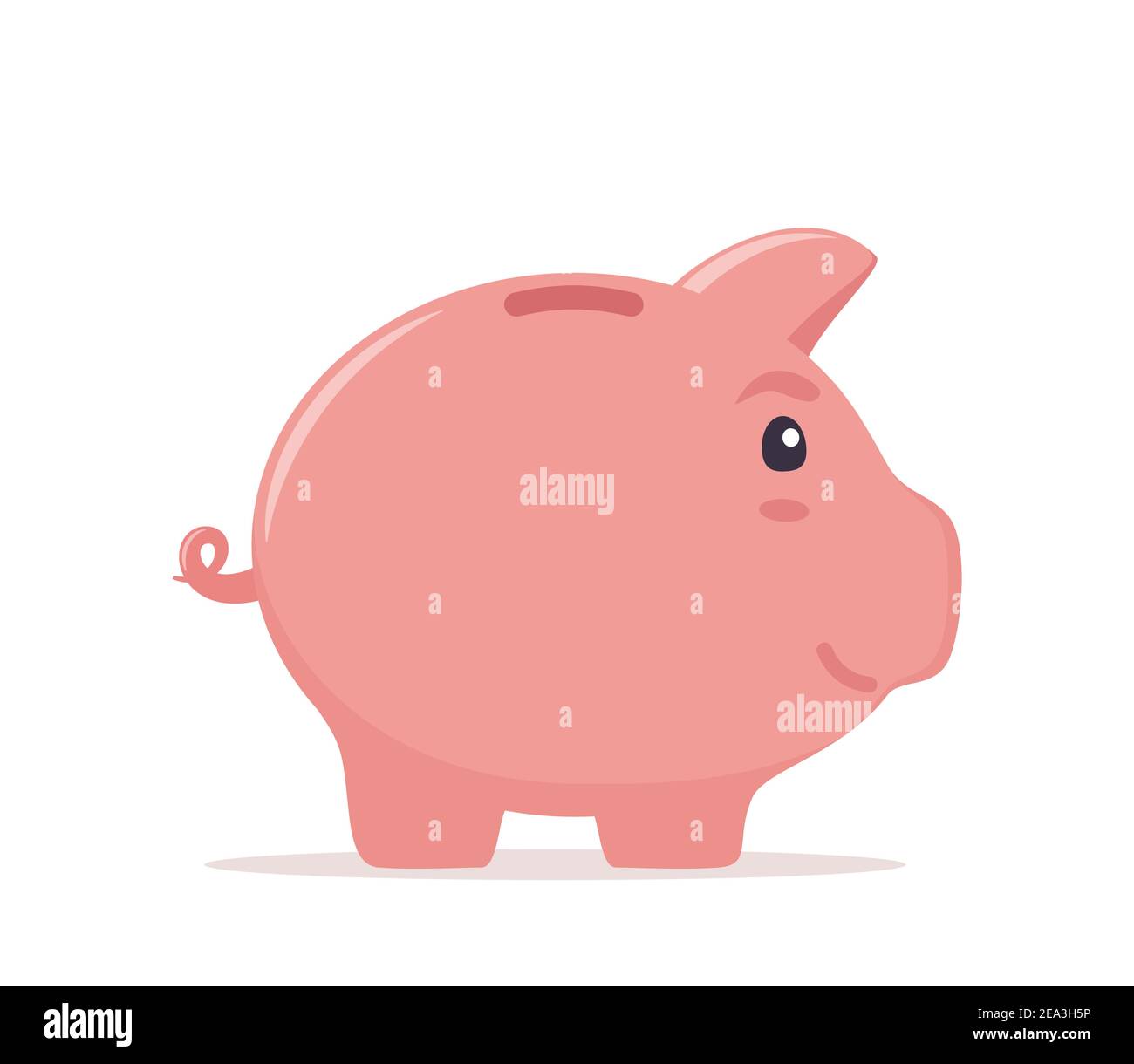 Piggy bank, icona carina. Risparmio di denaro, economia, investimenti, servizi bancari o aziendali. Utile, reddito, utile fondo di bilancio Vector illustrati Illustrazione Vettoriale